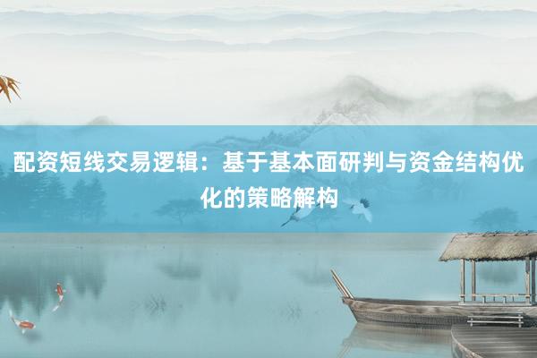 配资短线交易逻辑：基于基本面研判与资金结构优化的策略解构