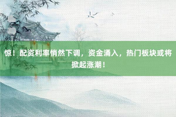 惊！配资利率悄然下调，资金涌入，热门板块或将掀起涨潮！