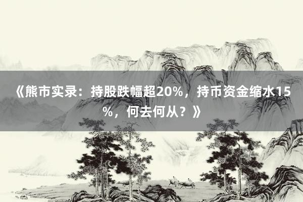 《熊市实录：持股跌幅超20%，持币资金缩水15%，何去何从？》