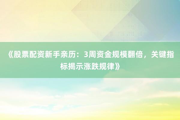 《股票配资新手亲历：3周资金规模翻倍，关键指标揭示涨跌规律》